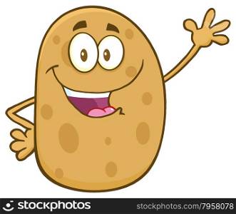 Potato Cartoon Character Waving