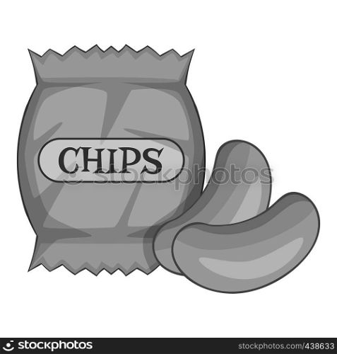 potato chips icon in monochrome style isolated on white background vector illustration. potato chips icon monochrome