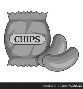 potato chips icon in monochrome style isolated on white background vector illustration. potato chips icon monochrome