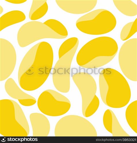 Potato chips seamless background. Pattern of yellow fried potatoes. Vector ornament from food