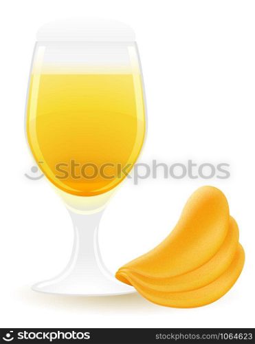potato chips with beer vector illustration isolated on white background