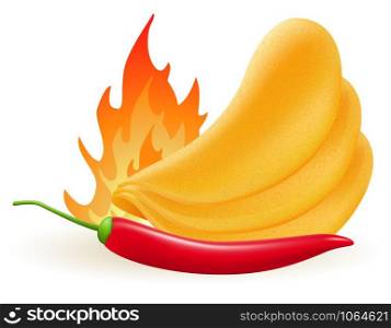 potato chips with hot peppers chili vector illustration isolated on white background