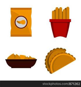 Potato food icon set. Flat set of potato food vector icons for web design isolated on white background. Potato food icon set, flat style