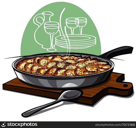 Potato gratin backed in pan