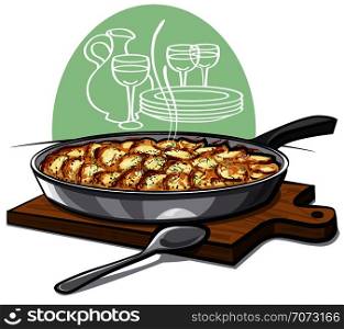 Potato gratin backed in pan