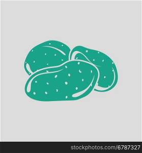Potato icon. Gray background with green. Vector illustration.