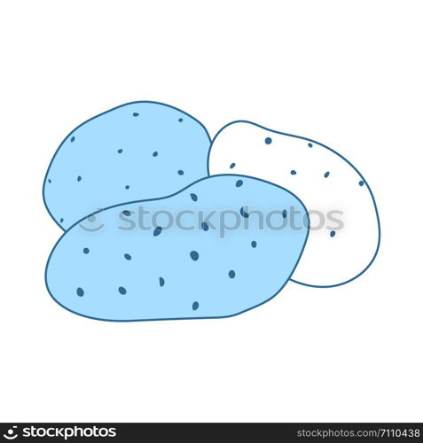 Potato Icon. Thin Line With Blue Fill Design. Vector Illustration.