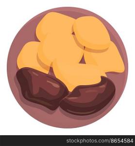 Potato meal icon cartoon vector. Portugal food. Fried cod. Potato meal icon cartoon vector. Portugal food
