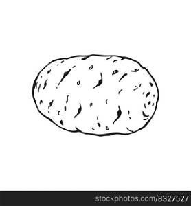 Potato outline. Hand drawn vector illustration. Farm market product, isolated vegetable.