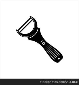 Potato Peeler Icon, Potato Outer Layer Skin Remover Tool Vector Art Illustration