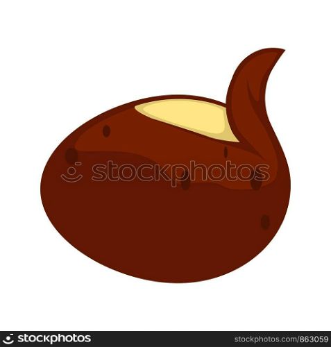 Potato vegetable vector flat isolated icon. Whole potato tuber in peel with peeled skin for potato food or vegetarian and vegan cooking ingredient design template. Potato vegetable whole with peeled skin vector flat icon