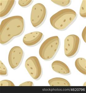 Potatoes Seamless Pattern. Potatoes seamless pattern. Ripe brown potatoes. Potato background. Vegetable product. Healthy food element. Vector illustration. Seamless pattern on white background.