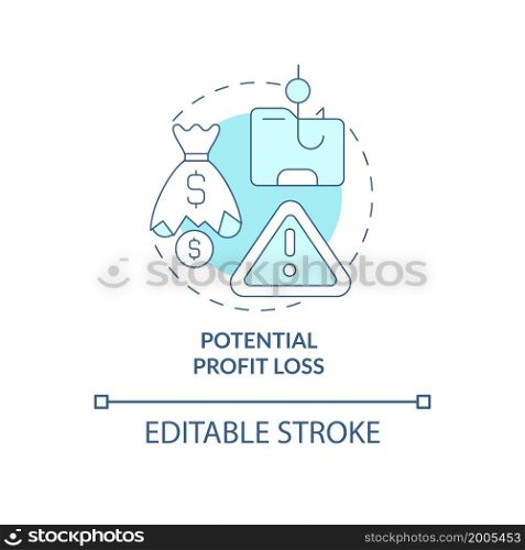 Potential profit loss blue concept icon. Online piracy disadvantage abstract idea thin line illustration. Piracy impact on sales. Vector isolated outline color drawing. Editable stroke. Potential profit loss blue concept icon
