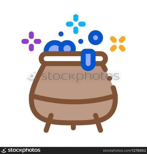 Potion Cauldron Icon Vector. Outline Potion Cauldron Sign. Color Isolated Contour Symbol Illustration. Potion Cauldron Icon Vector Outline Illustration