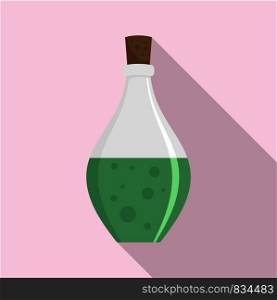 Potion elixir bottle icon. Flat illustration of potion elixir bottle vector icon for web design. Potion elixir bottle icon, flat style