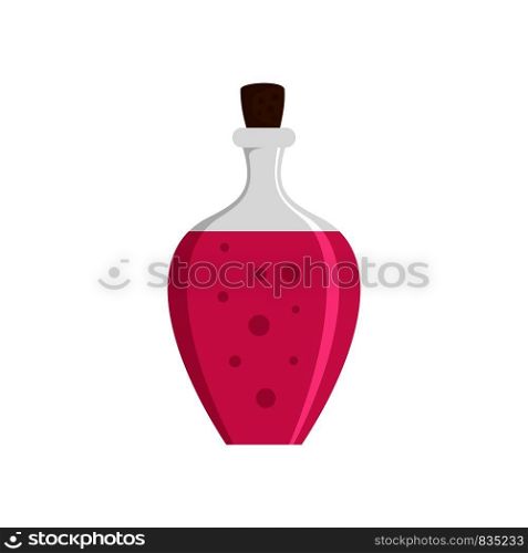 Potion pink bottle icon. Flat illustration of potion pink bottle vector icon for web isolated on white. Potion pink bottle icon, flat style