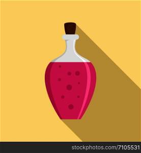 Potion pink bottle icon. Flat illustration of potion pink bottle vector icon for web design. Potion pink bottle icon, flat style