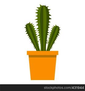 Potted cactus icon flat isolated on white background vector illustration. Potted cactus icon isolated