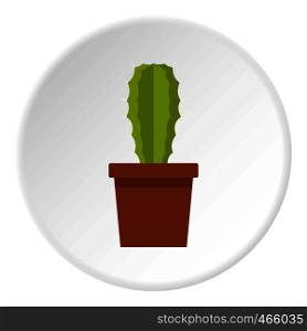 Potted cactus icon in flat circle isolated on white vector illustration for web. Potted cactus icon circle