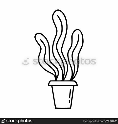 Potted houseplant. Flower seedlings. Vector illustration in doodle style.