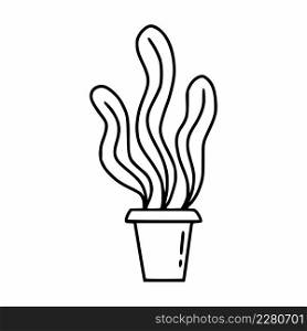 Potted houseplant. Flower seedlings. Vector illustration in doodle style.