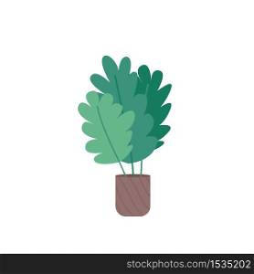 Potted plant cartoon vector illustration. Natural homeplant in flowerpot. Decorative indoor flower for home and office. Houseplant flat color object. Interior decoration isolated on white background. Potted plant cartoon vector illustration
