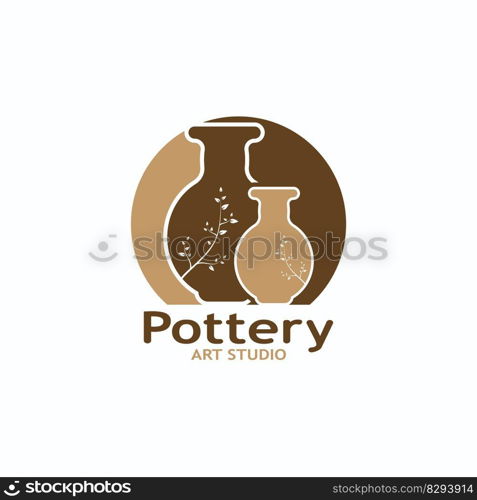 Pottery Art Studio Logo Vector Template Illustration