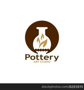 Pottery Art Studio Logo Vector Template Illustration
