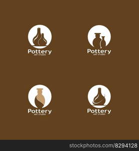 Pottery Art Studio Logo Vector Template Illustration