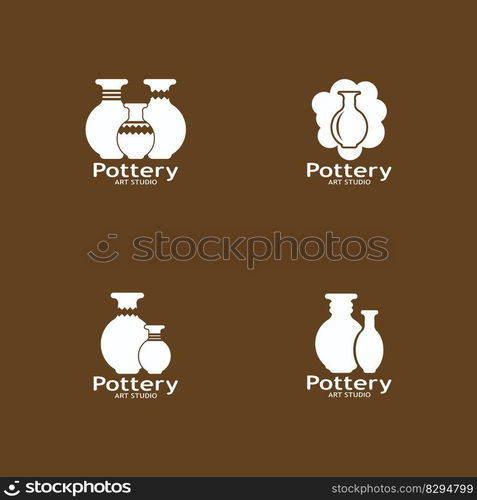 Pottery Art Studio Logo Vector Template Illustration