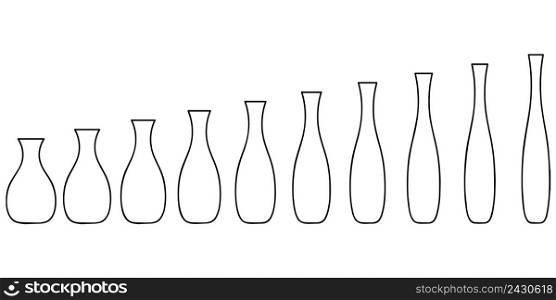 Pottery stages of manufacturing from the pot to a vase. vector set