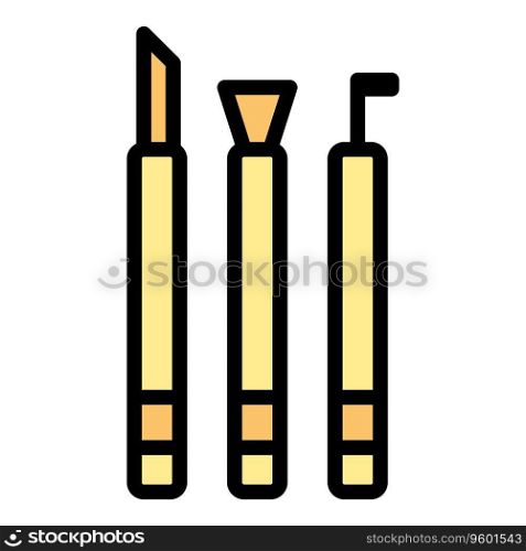 Pottery tools icon outline vector. Education pot. Ceramic class color flat. Pottery tools icon vector flat