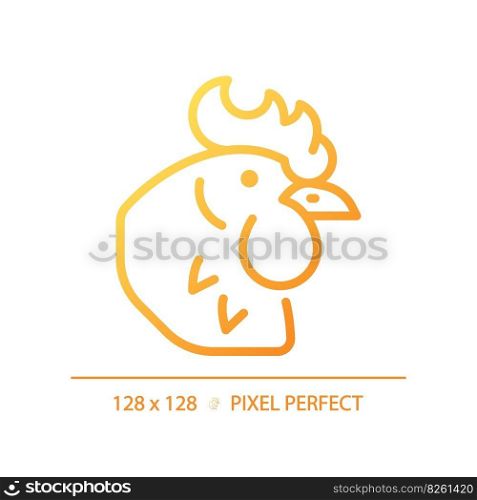 Poultry pixel perfect gradient linear vector icon. Chicken products. Meat section. Farm animal. Domesticated bird. Thin line color symbol. Modern style pictogram. Vector isolated outline drawing. Poultry pixel perfect gradient linear vector icon