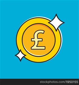 Pound gold coin. vector illustration