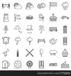 Pound icons set. Outline style of 36 pound vector icons for web isolated on white background. Pound icons set, outline style