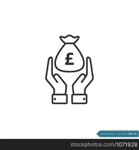 Pound Sterling Hand Holding Money Icon Vector Template Flat Design