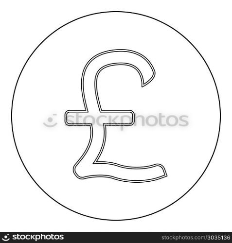 Pound sterling icon black color in circle vector illustration