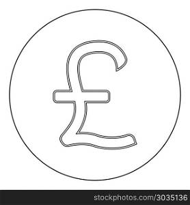 Pound sterling icon black color in circle vector illustration