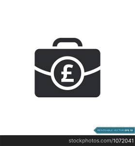 Pound Sterling Money Bag Icon Vector. Suitcase Money Sign Flat Design