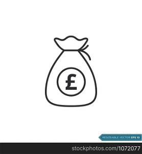 Pound Sterling Money Bag Icon Vector Template Flat Design
