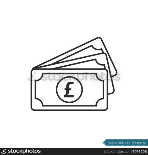 Pound Sterling Money Icon Vector Template Flat Design