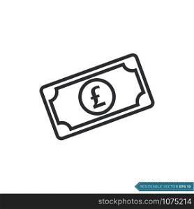 Pound Sterling Money Icon Vector Template Flat Design