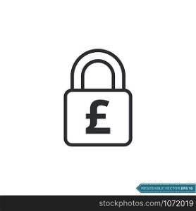 Pound Sterling Padlock Money Sign Icon Vector Template Flat Design