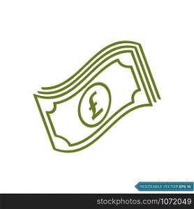 Pound Sterling Paper Money Icon Vector Template Flat Design