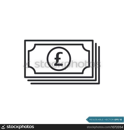 Pound Sterling Paper Money Icon Vector Template Flat Design