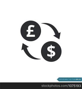 Pound Sterling to Dollar Exchange Currency Icon Vector Template