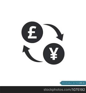 Pound Sterling to Yen Exchange Currency Icon Vector Template