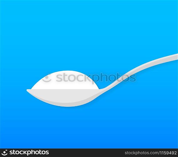 Pour. Spoon with sugar. Baking and cooking Ingredients. Vector stock illustration. Pour. Spoon with sugar. Baking and cooking Ingredients. Vector stock illustration.