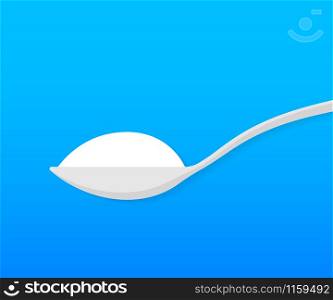 Pour. Spoon with sugar. Baking and cooking Ingredients. Vector stock illustration. Pour. Spoon with sugar. Baking and cooking Ingredients. Vector stock illustration.