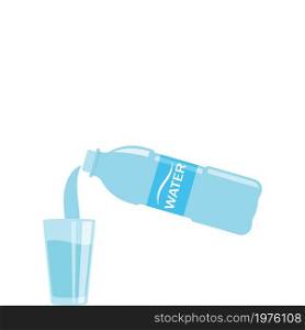 pouring bottled mineral water into a glass vector illustration design template web